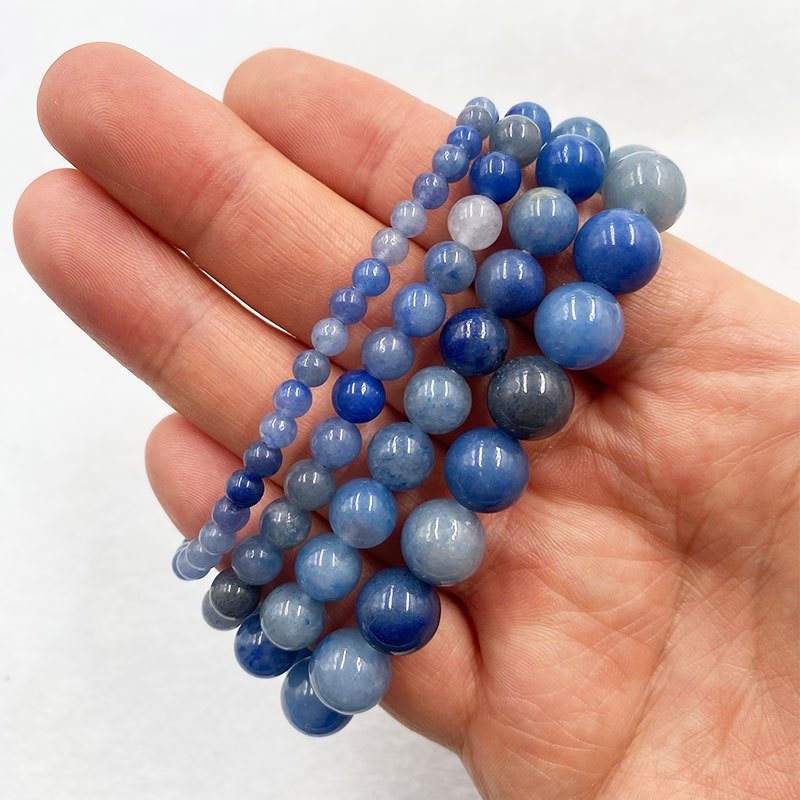 4ขนาดธรรมชาติสีฟ้า อาเวนทูรีน สร้อยข้อมือ4มิลลิเมตร/6มิลลิเมตร/8มิลลิเมตร/10มิลลิเมตรลูกปัดควอตซ์คริสตัลกําไลข้อมือสําหรับผู