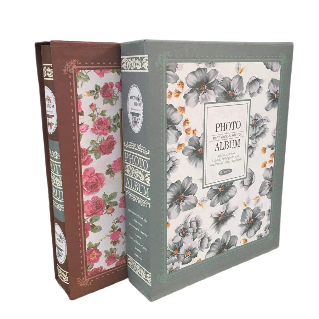 5R อัลบั้มภาพ 200 ชิ้น 5x7 อัลบั้มหนังสือสําหรับ 7 นิ้ว Photoes Photobook พร้อมกล่อง Retro การออกแบบดอกไม้