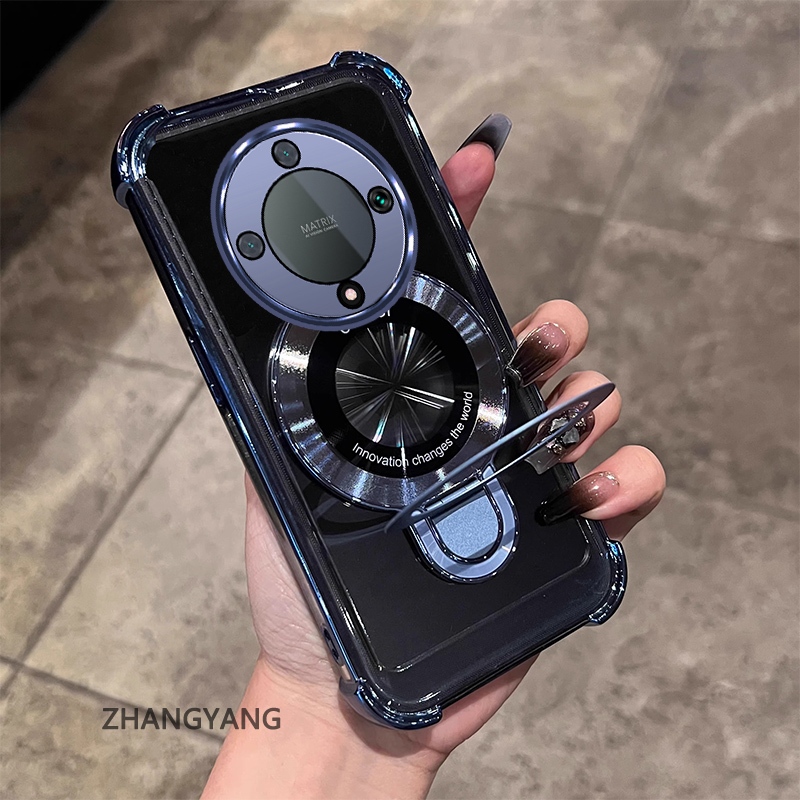 กรณีสําหรับ Honor X9A X9B X9 ความงามไฟฟ้า anti drop เคสโทรศัพท์ซิลิโคนพร้อมผู้ถือโทรศัพท์อเนกประสงค์