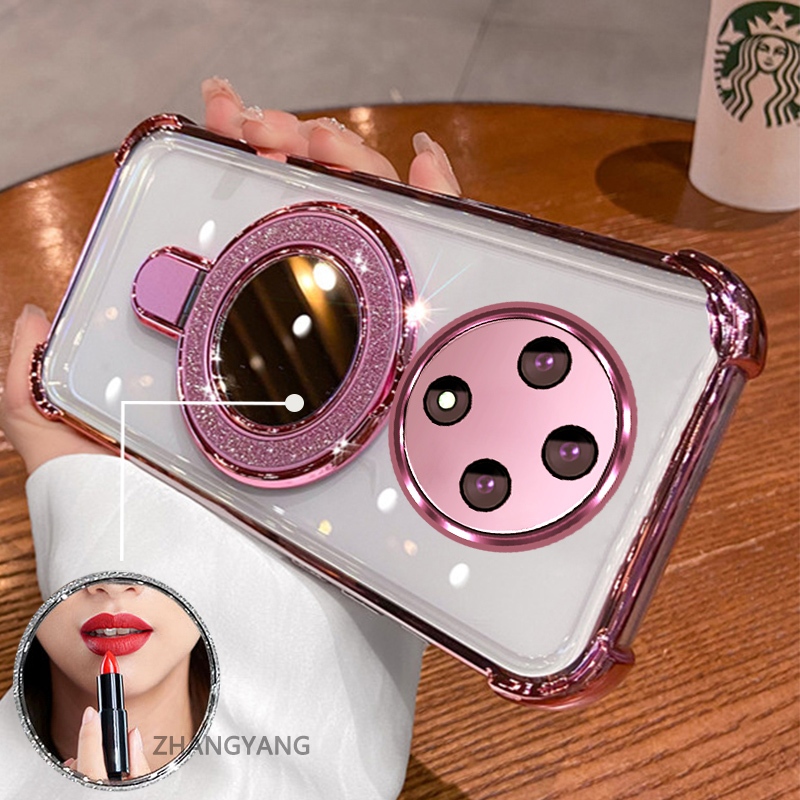 เคสโทรศัพท์สําหรับOPPO reno 12F 5GซิลิโคนElectroplated TPU anti DROPเคสโทรศัพท์ความงามออกแบบใหม่ผู้ถือโทรศัพท์พร้อมกระจกผล