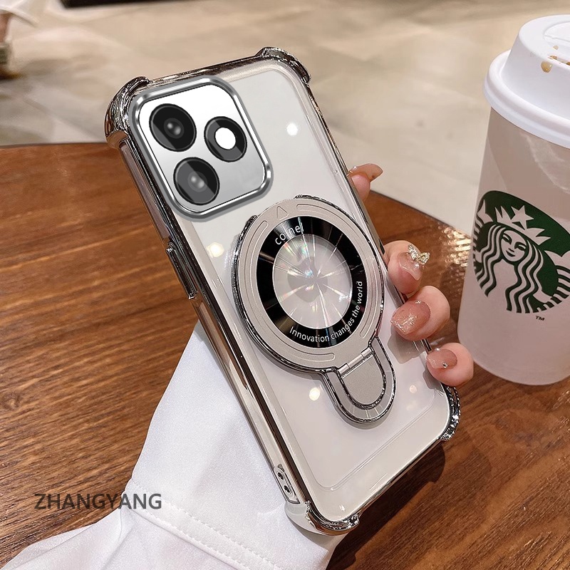 เคสโทรศัพท์สําหรับ infinix hot 30 hot 30i hot 30 Play Aesthetic ดีไซน์ใหม่เคสโทรศัพท์เคลือบด้วยไฟฟ้าสี่มุม anti drop ฟังก์ชั่น TPU soft shell พร้อมผู้ถือโทรศัพท์ - รูปที่ 4