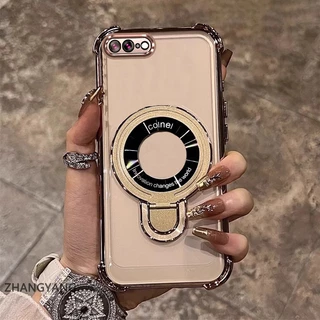 เคสโทรศัพท์สําหรับiPhone 7 Plus iPhone 8 Plus Aestheticเคสโทรศัพท์ออกแบบใหม่electroplatedพร้อมสี่มุมAnti Dropฟังก์ชั่นTPU soft Shellพร้อมที่วางโทรศัพท์