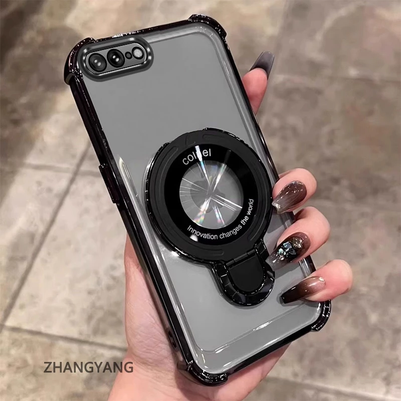 เคสโทรศัพท์สําหรับiPhone 7 Plus iPhone 8 Plus Aestheticเคสโทรศัพท์ออกแบบใหม่electroplatedพร้อมสี่มุมAnti Dropฟังก์ชั่นTPU soft Shellพร้อมที่วางโทรศัพท์