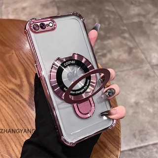 เคสโทรศัพท์สําหรับiPhone 7 Plus iPhone 8 Plus Aestheticเคสโทรศัพท์ออกแบบใหม่electroplatedพร้อมสี่มุมAnti Dropฟังก์ชั่นTPU soft Shellพร้อมที่วางโทรศัพท์