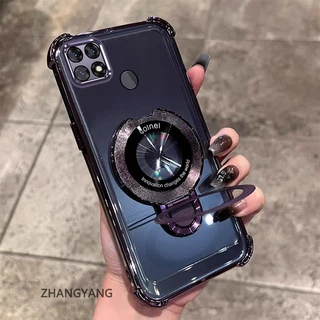 เคสโทรศัพท์สําหรับ OPPO A15 A15S Aesthetic ออกแบบใหม่เคสโทรศัพท์เคลือบด้วยไฟฟ้าสี่มุม anti drop function TPU soft shell พร้อมผู้ถือโทรศัพท์