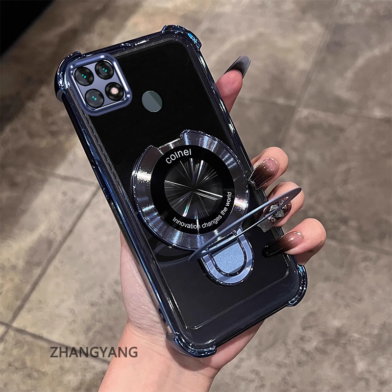 สําหรับ OPPO A15 A15S ความงามไฟฟ้า anti drop เคสโทรศัพท์ซิลิโคนพร้อมที่วางโทรศัพท์อเนกประสงค์ U-รูปออกแบบใหม่ TPU soft shell