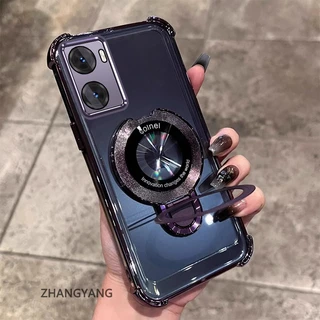 เคสโทรศัพท์สําหรับOPPO A57 4G 2022 A57 5G 2022 A77 A77sความงามออกแบบใหม่เคสโทรศัพท์เคลือบด้วยไฟฟ้าสี่มุมAnti Dropฟังก์ชั่นTPU soft Shellพร้อมที่วางโทรศัพท์