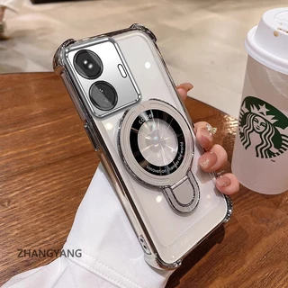 กรณีสําหรับRealme C55 ความงามไฟฟ้าAnti DROPซิลิโคนเคสโทรศัพท์พร้อมที่วางโทรศัพท์อเนกประสงค์U-รูปออกแบบใหม่TPU soft shell
