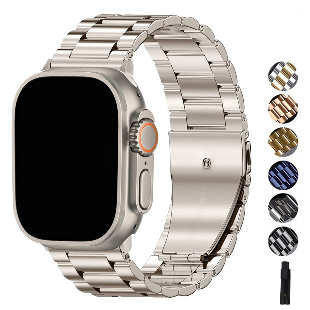 สายโลหะเหมาะสําหรับ Apple Watch38/40/41/42/44/45/49mm.Apple Watch Ultra Series9/8/7/6/5/4/3/2/1/SE