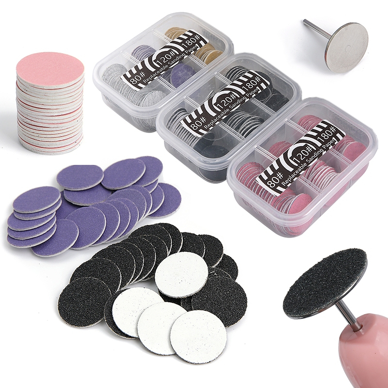 60PCS 25 มม.เปลี่ยนกระดาษขัดชุดแผ่นดิสก์สําหรับกําจัดเท้าหนังกําพร้าแคลลัส Hard Dead Skin ทําความสะอาดเท้า Rasp ไฟล์ Pedicure