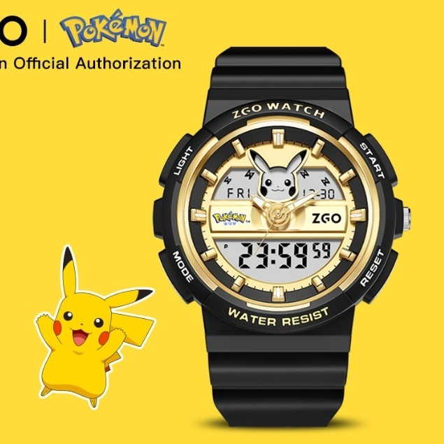 ZGO Pokémon Pikachu นาฬิกาเด็กสําหรับเด็กผู้ชายสําหรับนักเรียนมัธยมต้นกีฬากันน้ําอิเล็กทรอนิกส์ดิจิต