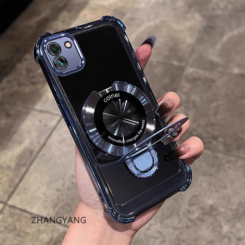 กรณีสําหรับ Samsung A03 ความงามไฟฟ้า anti drop เคสโทรศัพท์ซิลิโคนพร้อมที่วางโทรศัพท์อเนกประสงค์ U-รูปออกแบบใหม่ TPU นิ่ม