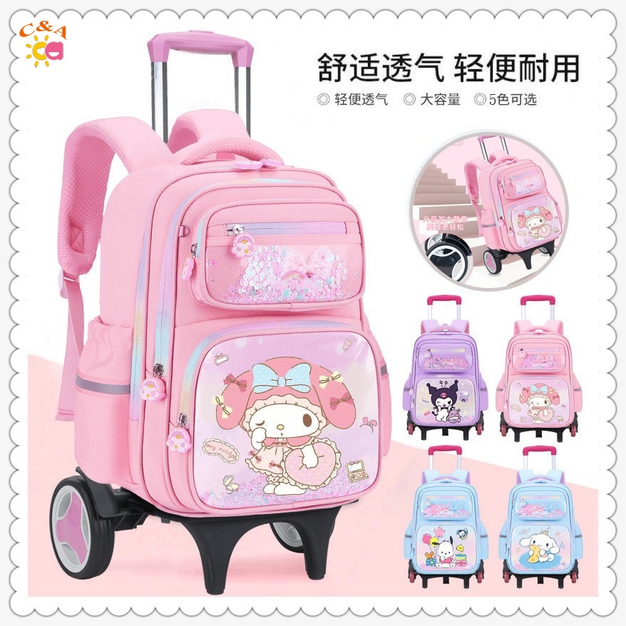 [สินค้าใหม่] รถเข็นกระเป๋านักเรียนชั้นประถมศึกษาปีที่ 2-6 กระเป๋าเป้สะพายหลังสาวนักเรียนประถมลดภาระขนาดใหญ่-ความจุเด็กกระเป๋าเป้สะพายหลัง, ทํานอง โรงเรียน