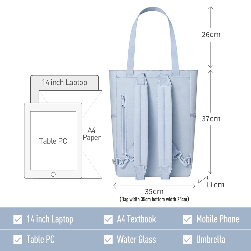 MAH 3311 Annual Color Series Cloud Blue Design Business – Ready Casual Travel Backpack นําเสนอโซลูชันการจัดเก็บอัจฉริยะเหมาะกับแล็ปท็อปได้ถึง 14 นิ้ว ราคา ถูกที่สุด ดีลบีเคเค แกลเลอรีภาพที่ 5