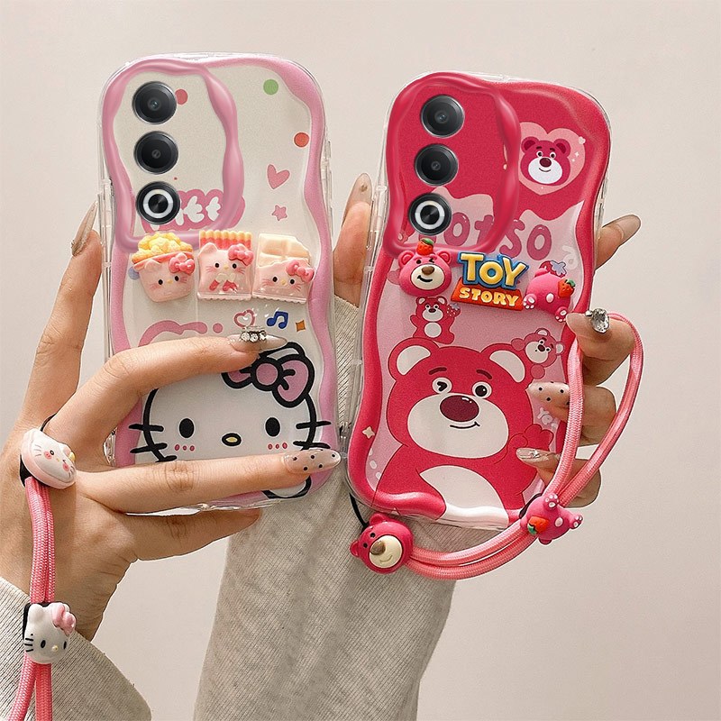 Graffiti Shell 3Dสามมิติกรณีการ์ตูนตุ๊กตาซิลิโคนนุ่มสร้อยข้อมือเคสโทรศัพท์เหมาะสําหรับOPPO A3 Pro 5G/A3 Energy/A3 Active/CPH2665/A80 5G/CPH2667/PKD130