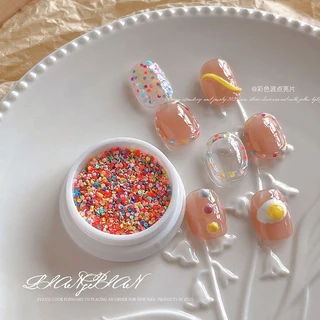 Rou Bao เล็บที่มีสีสัน Polka Dot Glitter รอบเลื่อม Girly เรซิ่นเล็บ Art DIY Charms ตกแต่ง