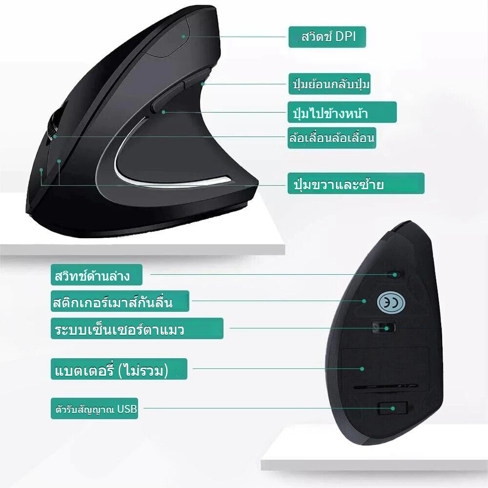 เมาส์ชาร์จไร้สายแนวตั้งแบบพกพา RGB ปรับได้ 3 ระดับ จุดต่อนิ้ว สําหรับคอมพิวเตอร์ทุกรุ่น