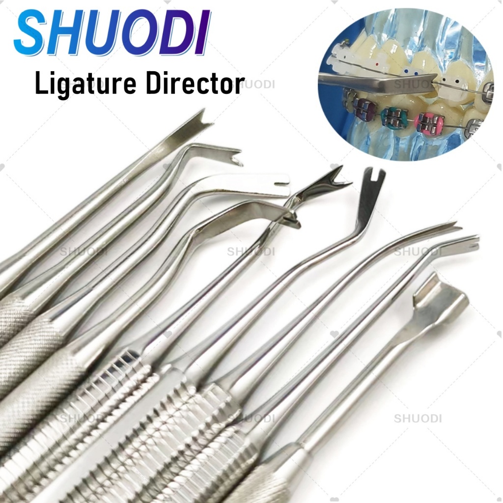 1 ชิ้นทันตกรรมจัดฟัน Ligature Director Double Ends โค้งด้วย Scaler