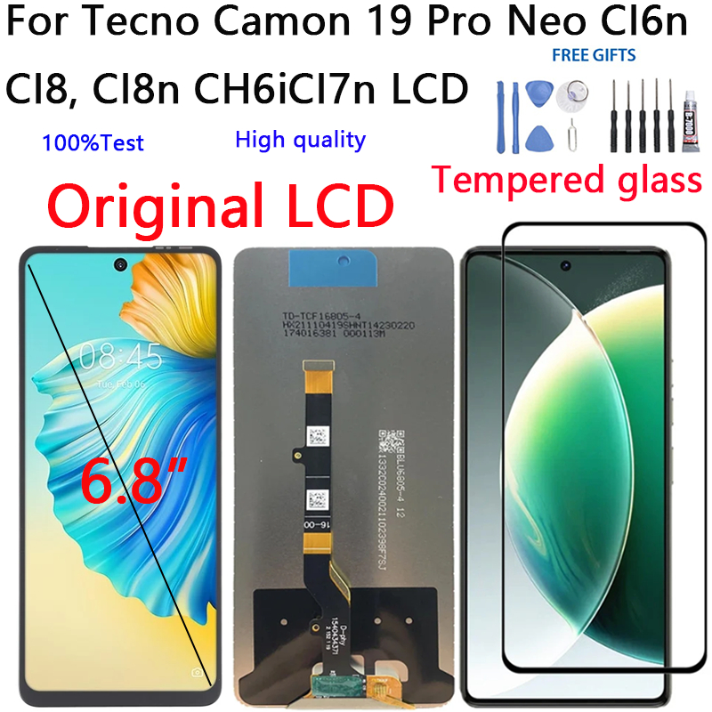 6.8 นิ้ว LCD สําหรับ Tecno Camon 19 Pro Neo CI6n CI8, CI8n CH6iCI7n จอแสดงผล LCD Touch Screen Digiti