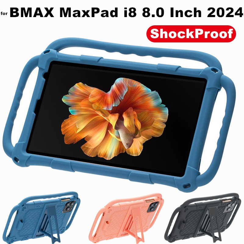 Universal Soft Silicone Case for BMAX MaxPad i8 8.0 Inch 2024 Rotatable Stand Cover With Funda Handle Case