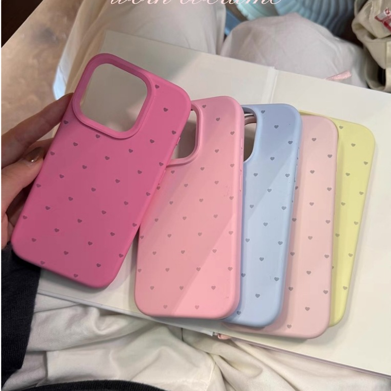 ซิลิโคนเหลว Love Heart Candy เคสโทรศัพท์สําหรับ iphone 16 15 13 12 11 Pro Max แฟชั่นกันกระแทกปกหลัง