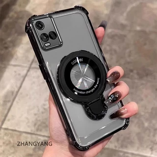 สําหรับ VIVO Y21 Y21s Y21a Y21t Y33s 4G ความงามไฟฟ้า anti drop เคสโทรศัพท์ซิลิโคนพร้อมผู้ถือโทรศัพท์อเนกประสงค์ U-รูปใหม่ TPU soft shell