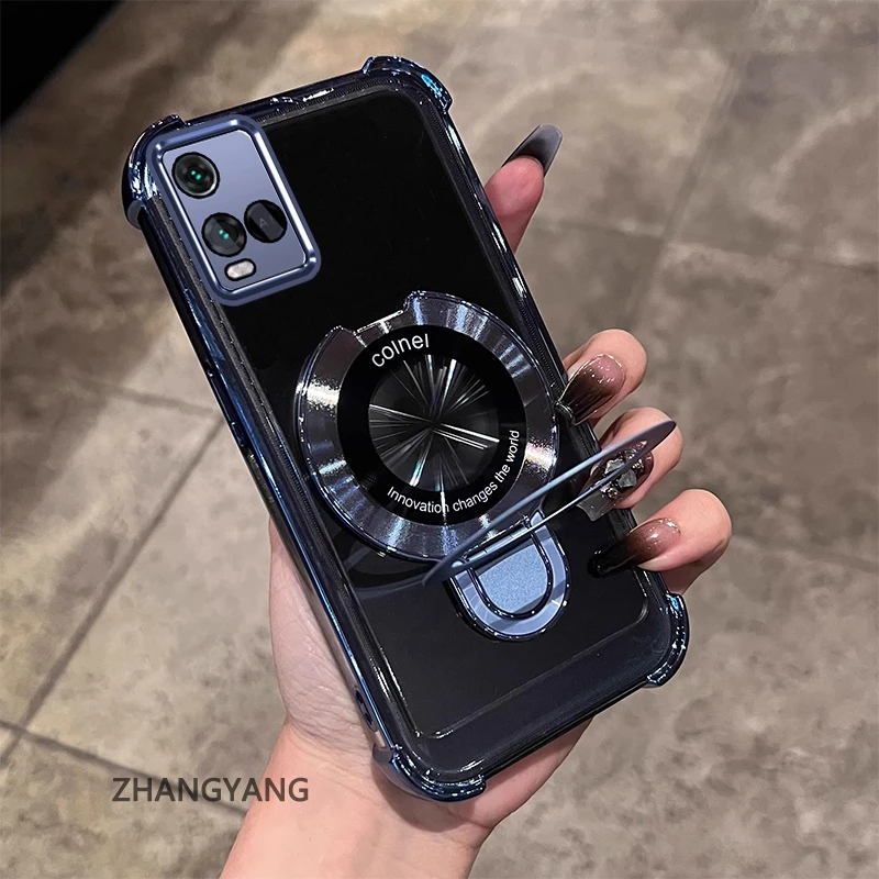 สําหรับ VIVO Y21 Y21s Y21a Y21t Y33s 4G ความงามไฟฟ้า anti drop เคสโทรศัพท์ซิลิโคนพร้อมผู้ถือโทรศัพท์อเนกประสงค์ U-รูปใหม่ TPU soft shell