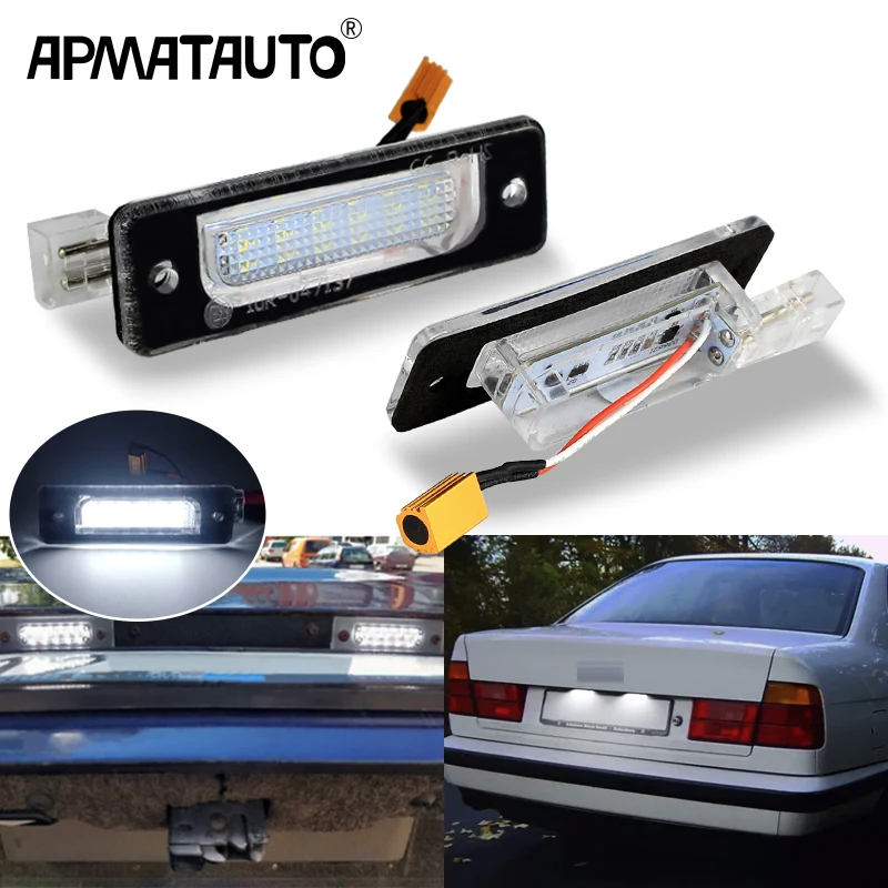 2PCS LED จํานวนใบอนุญาตโคมไฟสําหรับ BMW 7 series E32 1986-1994 สําหรับ BMW 5 series E34 1988-1996