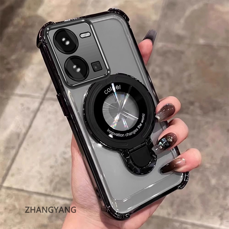 เคสโทรศัพท์สําหรับVivo Y35 4G Aestheticเคสโทรศัพท์ออกแบบใหม่electroplatedสี่มุมAnti DROPฟังก์ชั่นTPU soft Shellพร้อมที่วางโทรศัพท์