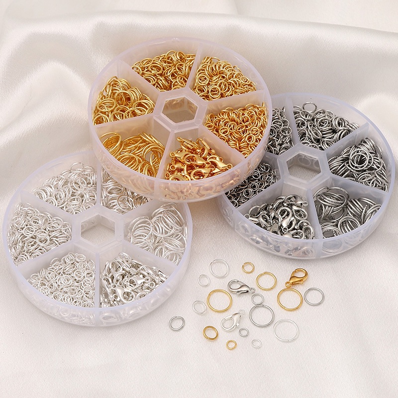 1040pcs เครื่องประดับทําชุด 6-Compartment วัสดุกล่องกระโดดแหวนกุ้งก้ามกรามแหวนช่องว่างสําหรับ DIY สร้อยคอสร้อยข้อมือต่างหูอุปกรณ์