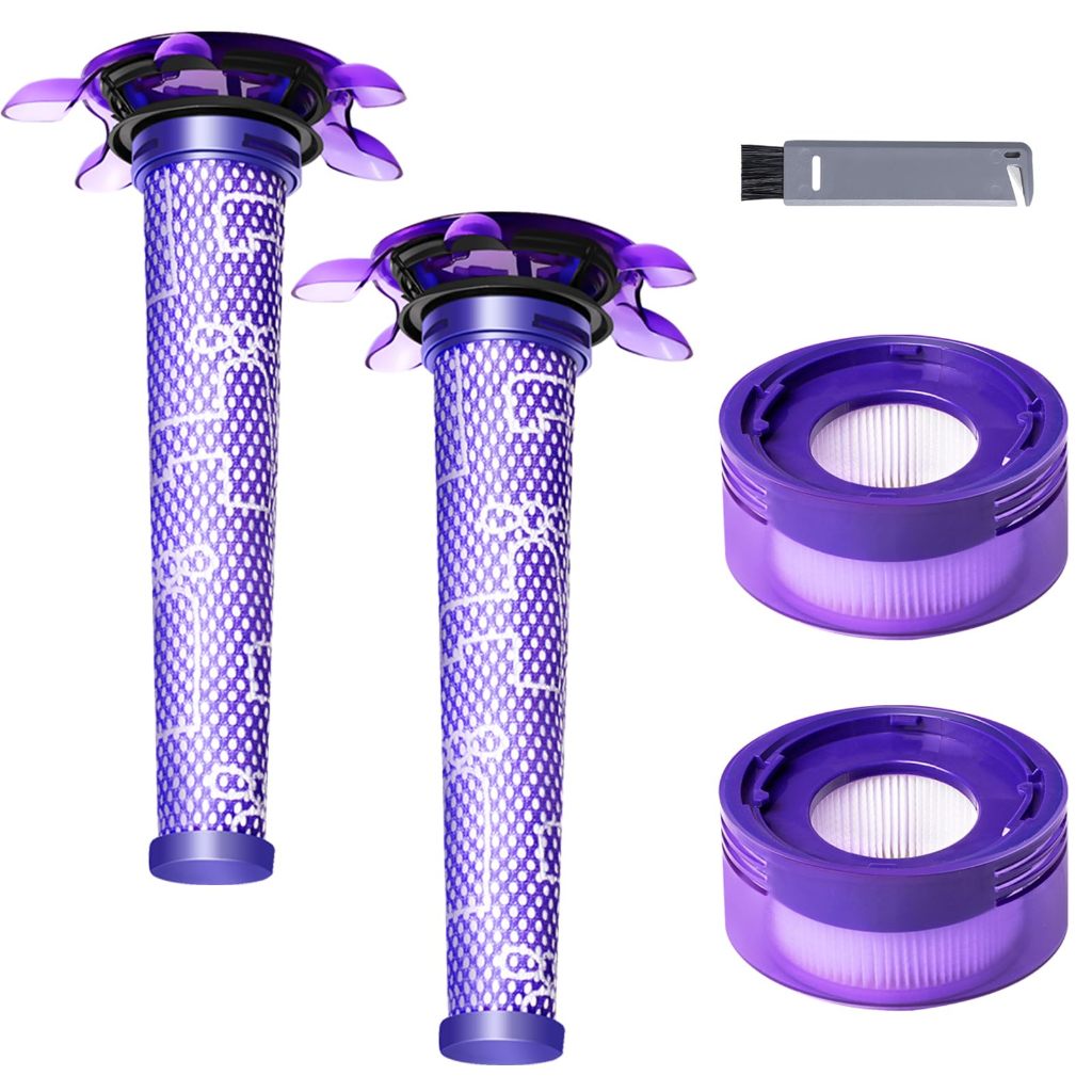 ชุดไส้กรองสูญญากาศทดแทนสําหรับ Dyson V7, V8 Animal, V8 Absolute และ SV10 เครื่องดูดฝุ่นไร้สาย, อะไหล่ทดแทน #965661-01และ 967478-01 (V8 Slim 4P)