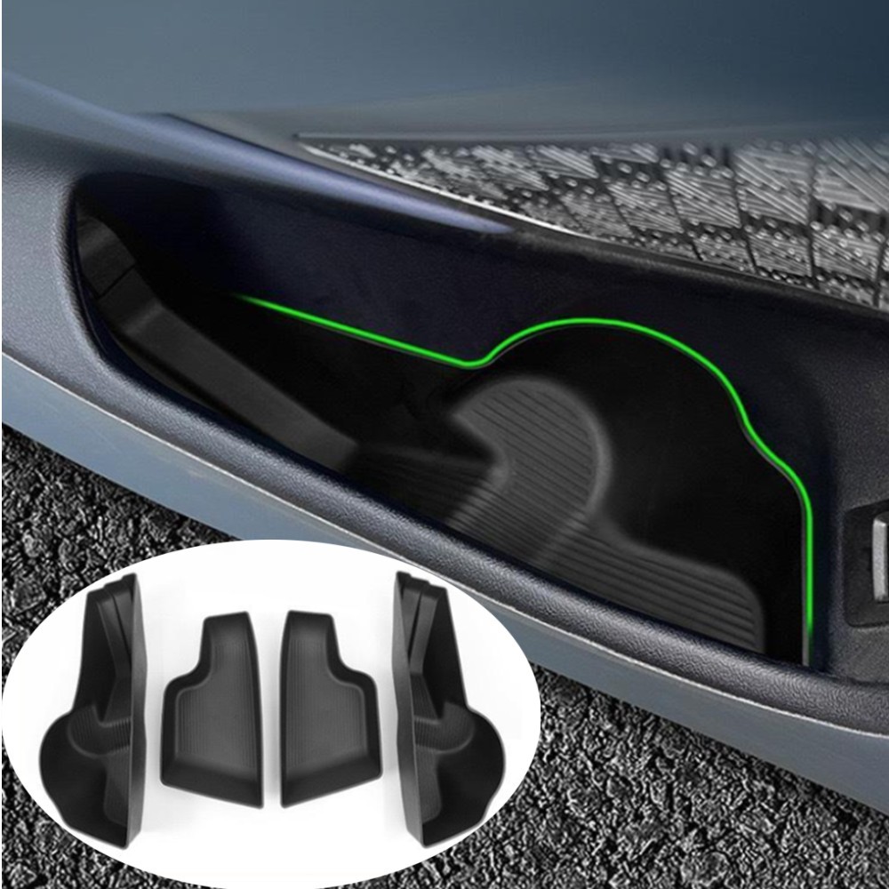สําหรับ BMW 5 Series i5 G60 2024 รถด้านหน้าด้านหลังกล่องเก็บถาดกันน้ํา Anti Dirty Gate Slot Pad