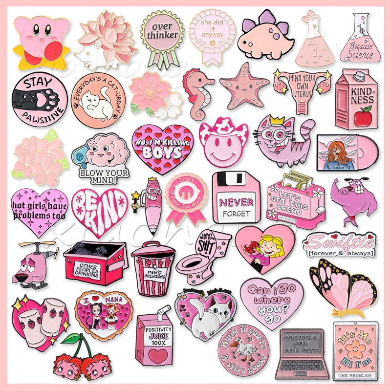การ์ตูนสีชมพูกล่องนมเคลือบ Pin Cat Paw Heart ข้อความเข็มกลัดอะนิเมะ Pins Lapel Badge สัตว์กระเป๋าเป้สะพายหลังอุปกรณ์เสริมของขวัญสําหรับเพื่อน