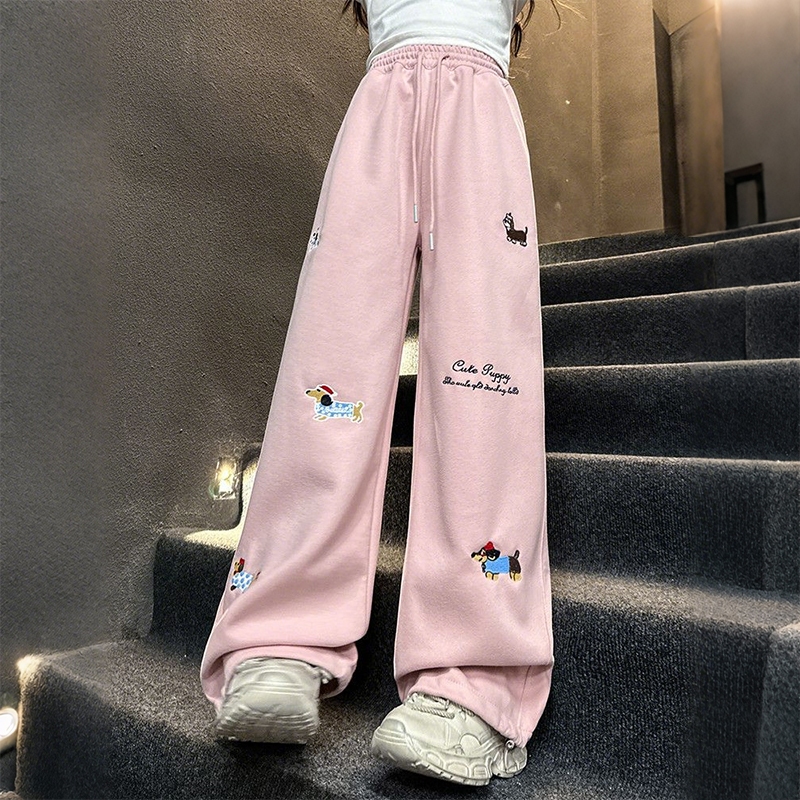 กางเกงลําลองเด็กผู้หญิง กางเกงกีฬา กลูกสุนัข มีกระเป๋า เอวยางยืด น่ารัก เวอร์ชั่นเกาหลี แฟชั่น 2025 รุ่นใหม่ 7-14 ปี สีชมพู สีเทา - รูปที่ 7