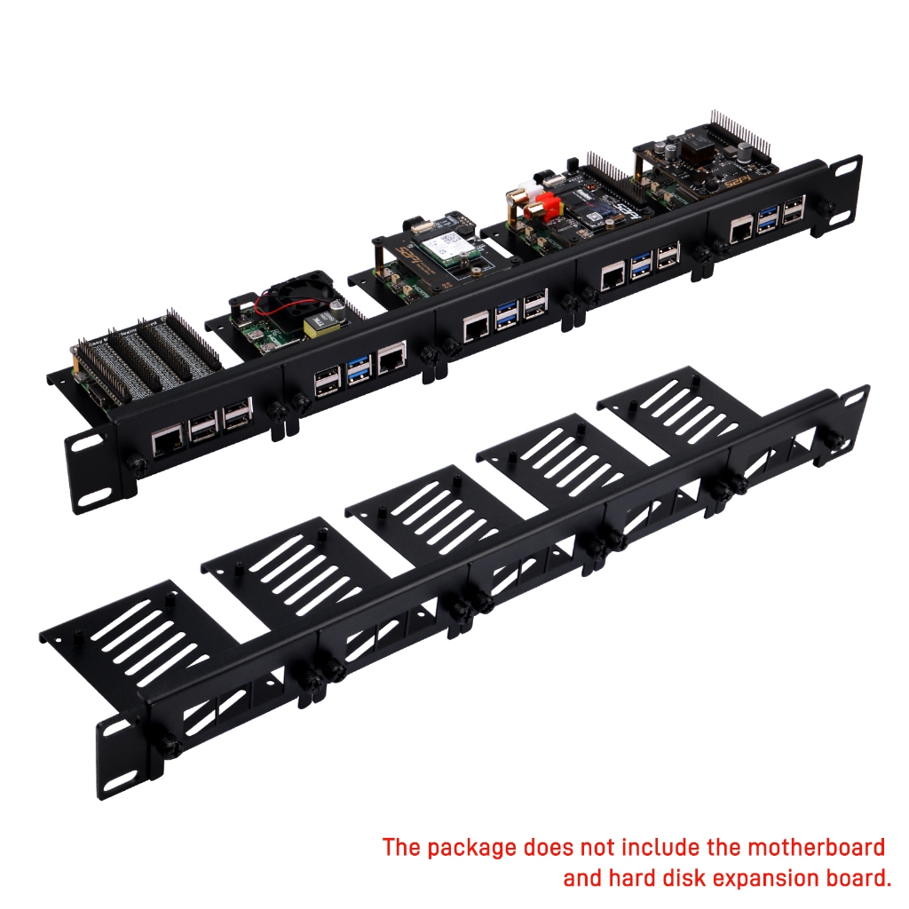 52Pi ที่ถอดออกได้ 1U Rack Mount สําหรับ Raspberry Pi 5/4B/3B + วงเล็บเหล็ก 19 นิ้ว 5 ช่อง