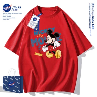 ✨สินค้าพร้อมส่ง✨เสื้อยืดคอกลมลายมิกกี้เมาส์ รุ่นใหม่ปี 2025 จาก NASA ผ้าฝ้าย 100% ทรงหลวม สไตล์วินเทจแบบอเมริกัน