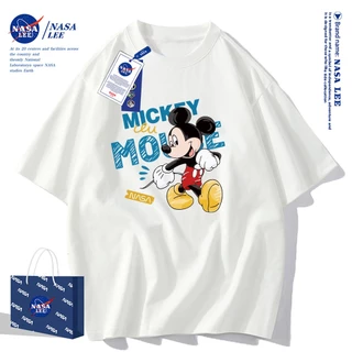 ✨สินค้าพร้อมส่ง✨เสื้อยืดคอกลมลายมิกกี้เมาส์ รุ่นใหม่ปี 2025 จาก NASA ผ้าฝ้าย 100% ทรงหลวม สไตล์วินเทจแบบอเมริกัน