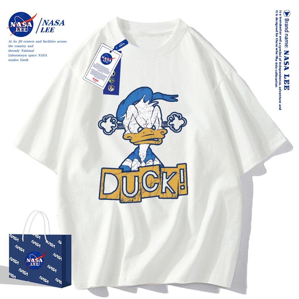 ✨สินค้าพร้อมส่ง✨เสื้อยืดคอกลมลายดอนัลด์ดั๊ก รุ่นใหม่ปี 2025 จาก NASA ผ้าฝ้าย 100% ทรงหลวม สไตล์วินเทจแบบอเมริกัน
