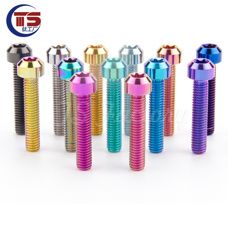 TS ไทเทเนียมสกรูหัวทรงกระบอกด้านใน Torx Bolt M8X30/35/40/45/50 ขี่/รถจักรยานยนต์ Calipers ดัดแปลง GR5