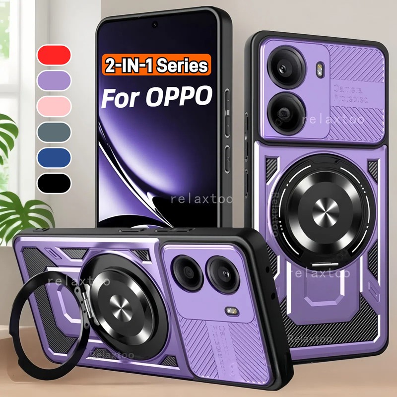 ปลอกกันกระแทกสําหรับOPPO Reno13 Reno 13 Pro F 13F 13Pro Reno13Pro Reno13F 5Gโลหะแหวนแม่เหล็กผู้ถือฮาร์ดเคสโทรศัพท์กล้องเลนส์ปกป้องปกหลังปลอก
