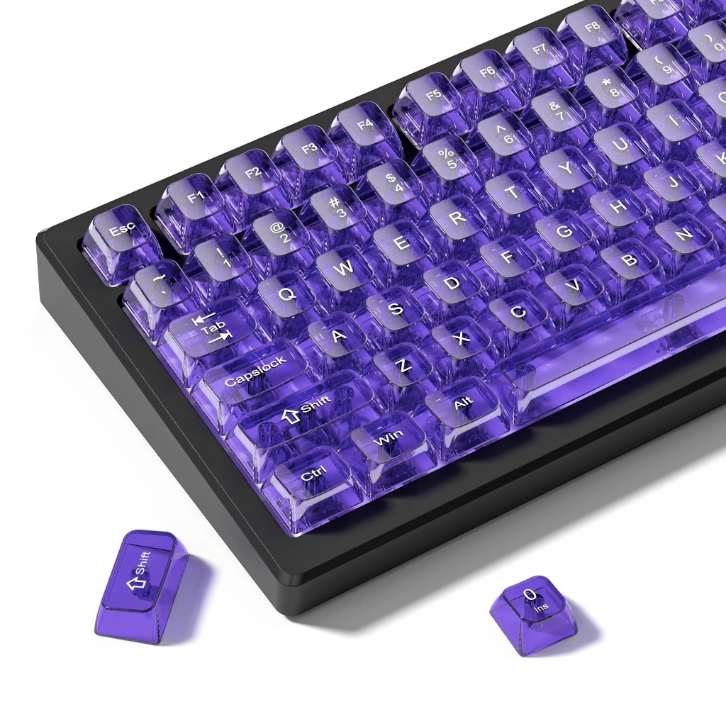 Womier โปร่งใสสีม่วง Iceberg MDA โปรไฟล์ 115 คีย์ Shine Through Keycaps ชุดใช้งานร่วมกับ Cherry MX Switches คีย์บอร์ดเครื่องกล