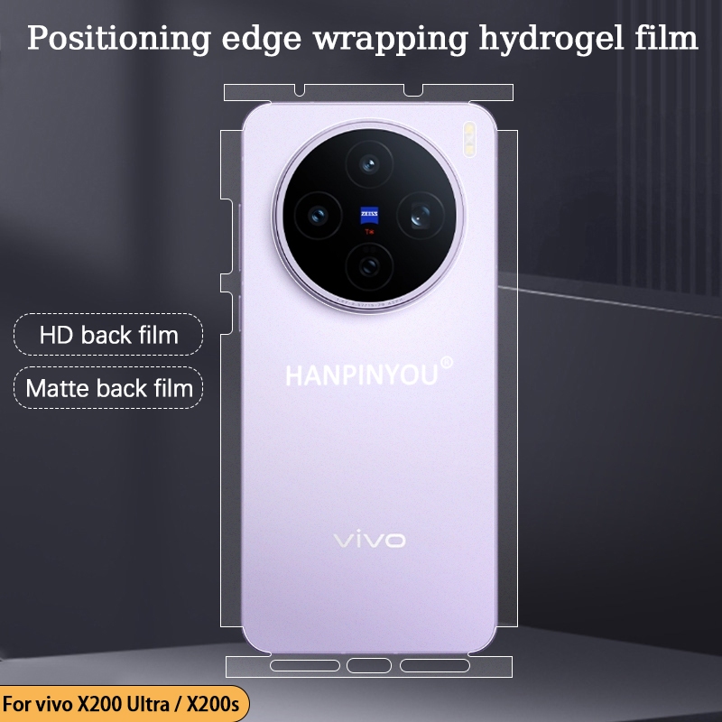 คลุมทั้งหมดป้องกันหน้าจอด้านหลังสําหรับ VIVO X300 X200 Ultra Pro X300s X200s HD/Matte ตําแหน่งห่อขอบ Soft TPU กันกระแทก Ultrathin Scratch AutoRepair กลับฟิล์มไฮโดรเจล