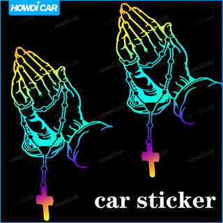 1pc Car Interior Sticker Color Car Prayer Gesture Laser Stickers