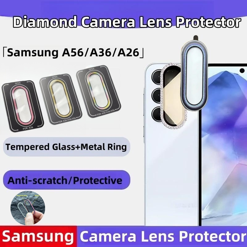 สําหรับ Samsung Galaxy A26/A17/A36/A56 ตัวป้องกันกล้องพร้อมฟิล์มกระจกนิรภัยสําหรับ Samsung A36 ฝาครอ
