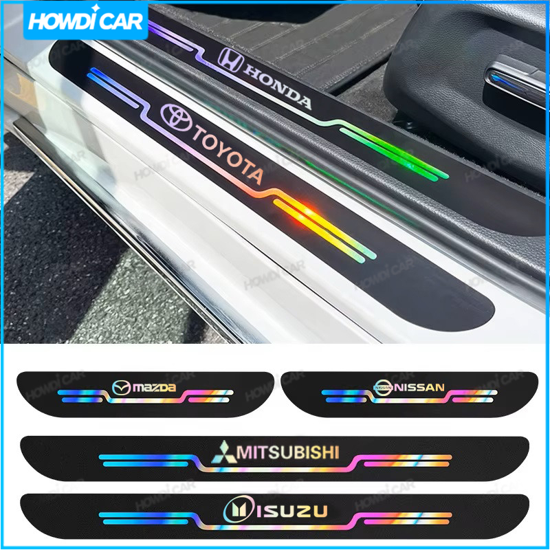 เลเซอร์สะท้อนแสงที่มีสีสันรถประตู Sill Strip Protector สติกเกอร์ Auto Decal Trim Scratch สติกเกอร์