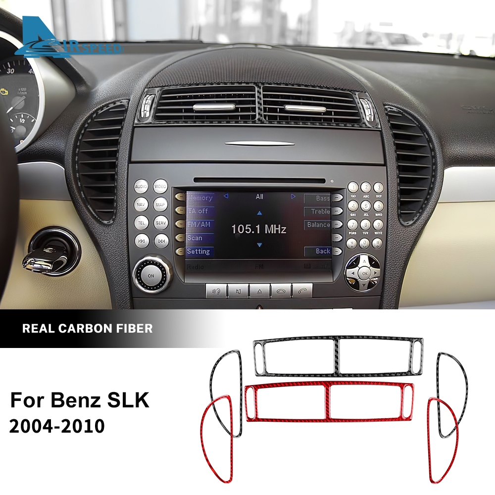 AIRSPEED คาร์บอนไฟเบอร์อ่อนสําหรับ Benz SLK R171 2004-2010 เครื่องมือแผง Air Outlet กรอบตกแต่งสติกเกอร์อุปกรณ์ตกแต่งภายใน
