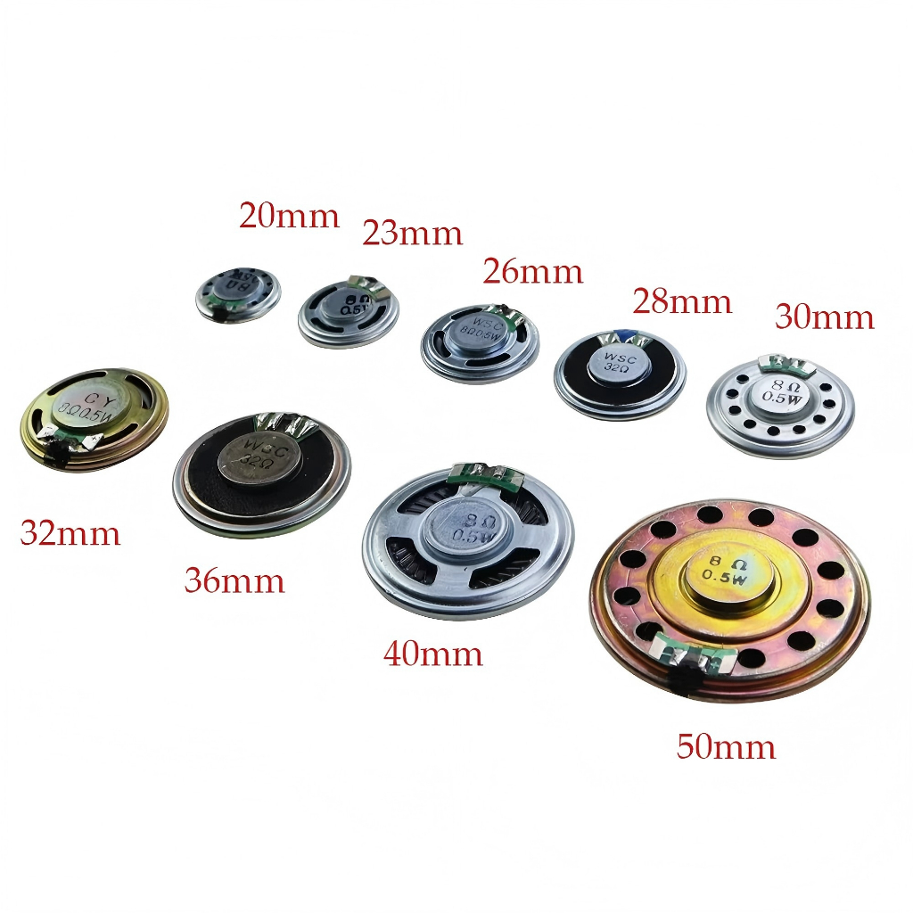 ลําโพงขนาดเล็ก 0.5W 8R 20 มม.23 มม.28 มม.30 มม.36 มม.40 มม.50 มม.0.5W 8O ลําโพงเสียงของเล่นลําโพง DI