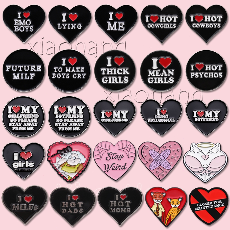 เข็มกลัดโลหะ รูปหัวใจ I Love My Boyfriend Girlfriend สร้างสรรค์ เครื่องประดับ สําหรับคนรัก