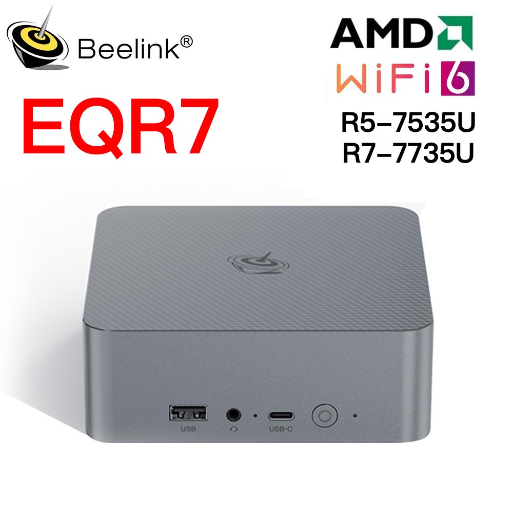 Beelink Mini PC EQR7 AMD R5 7535U/R7 7735U LPDDR5 24G RAM Dual SSD PCle 4.0 SSD Dual HDMI Display Wi