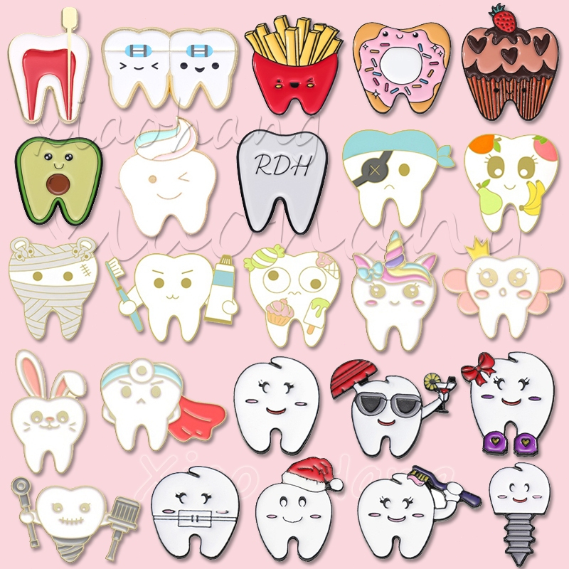 เข็มกลัดโลหะ รูปฟันน่ารัก สร้างสรรค์ เครื่องประดับ สําหรับหมอ พยาบาล